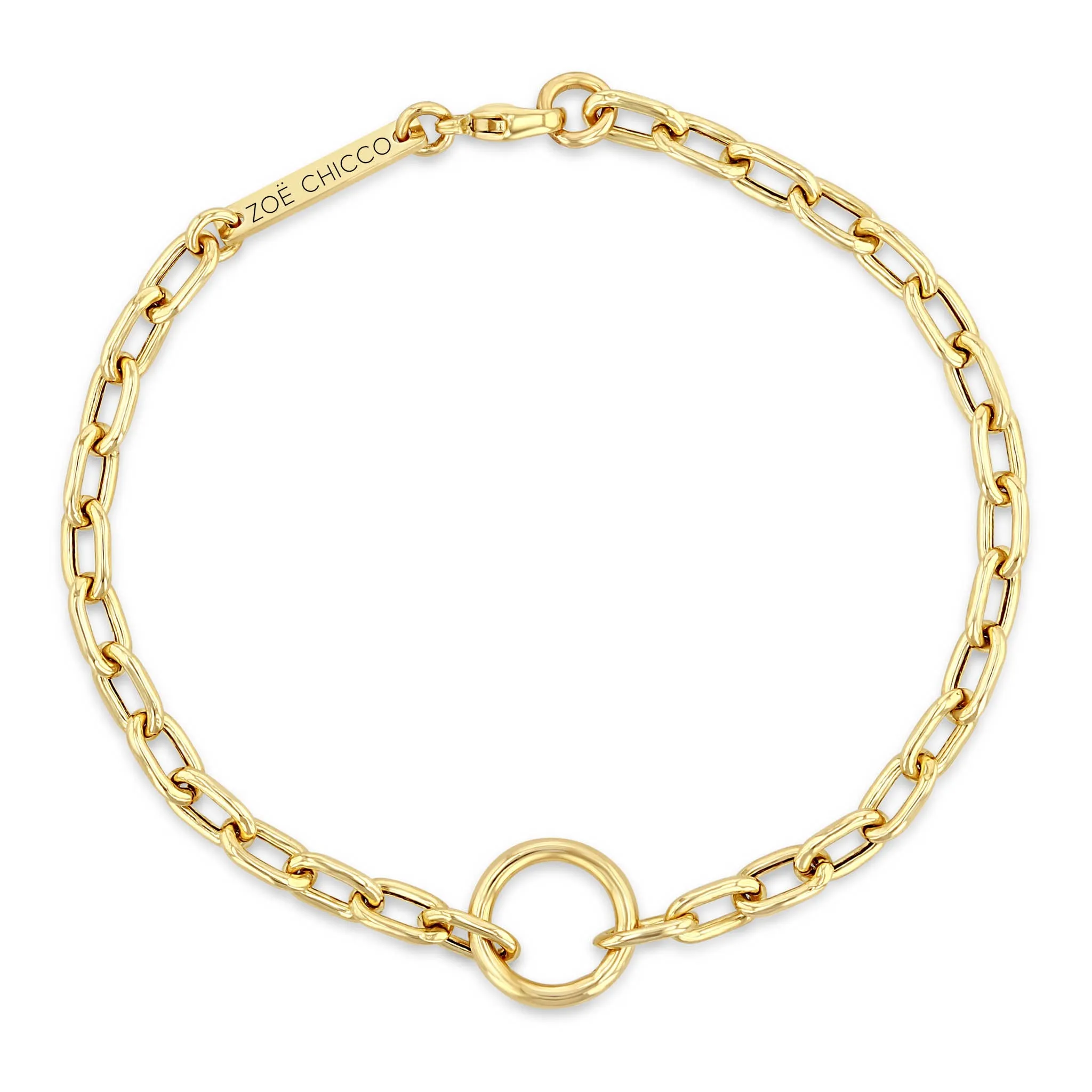 14k Circle Medium Square Oval Link Chain Bracelet