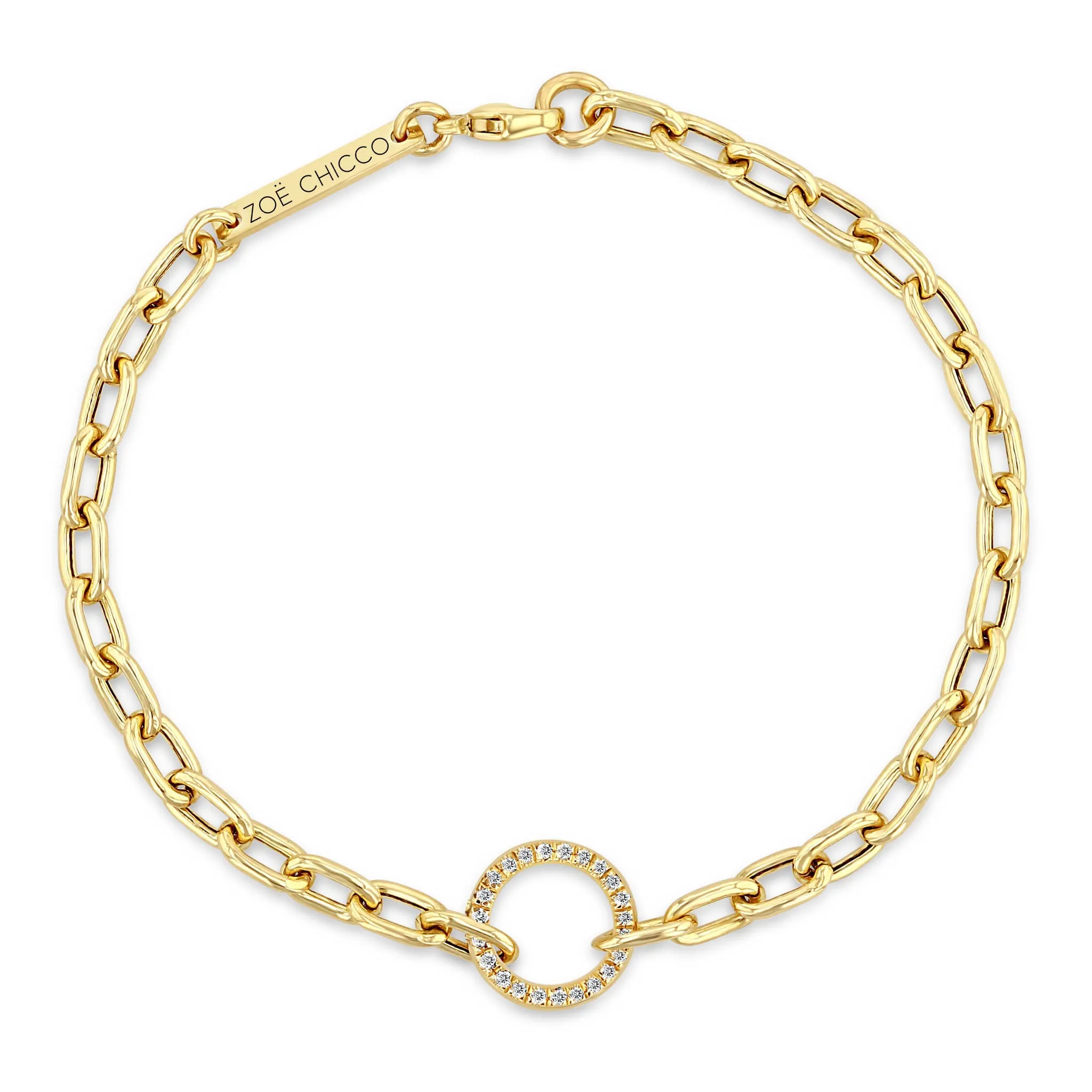 14k Circle Medium Square Oval Link Chain Bracelet