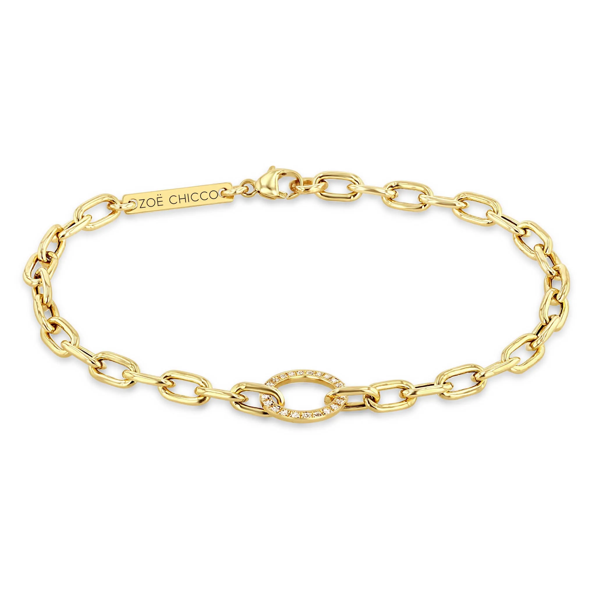 14k Circle Medium Square Oval Link Chain Bracelet