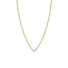 14k Diamond Bezel Extra Small Curb Chain Necklace