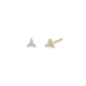 14k Prong Diamond Trio Studs