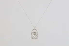 18.5" 10k White Gold Crystal Purse Pendant Necklace (1.40g.)