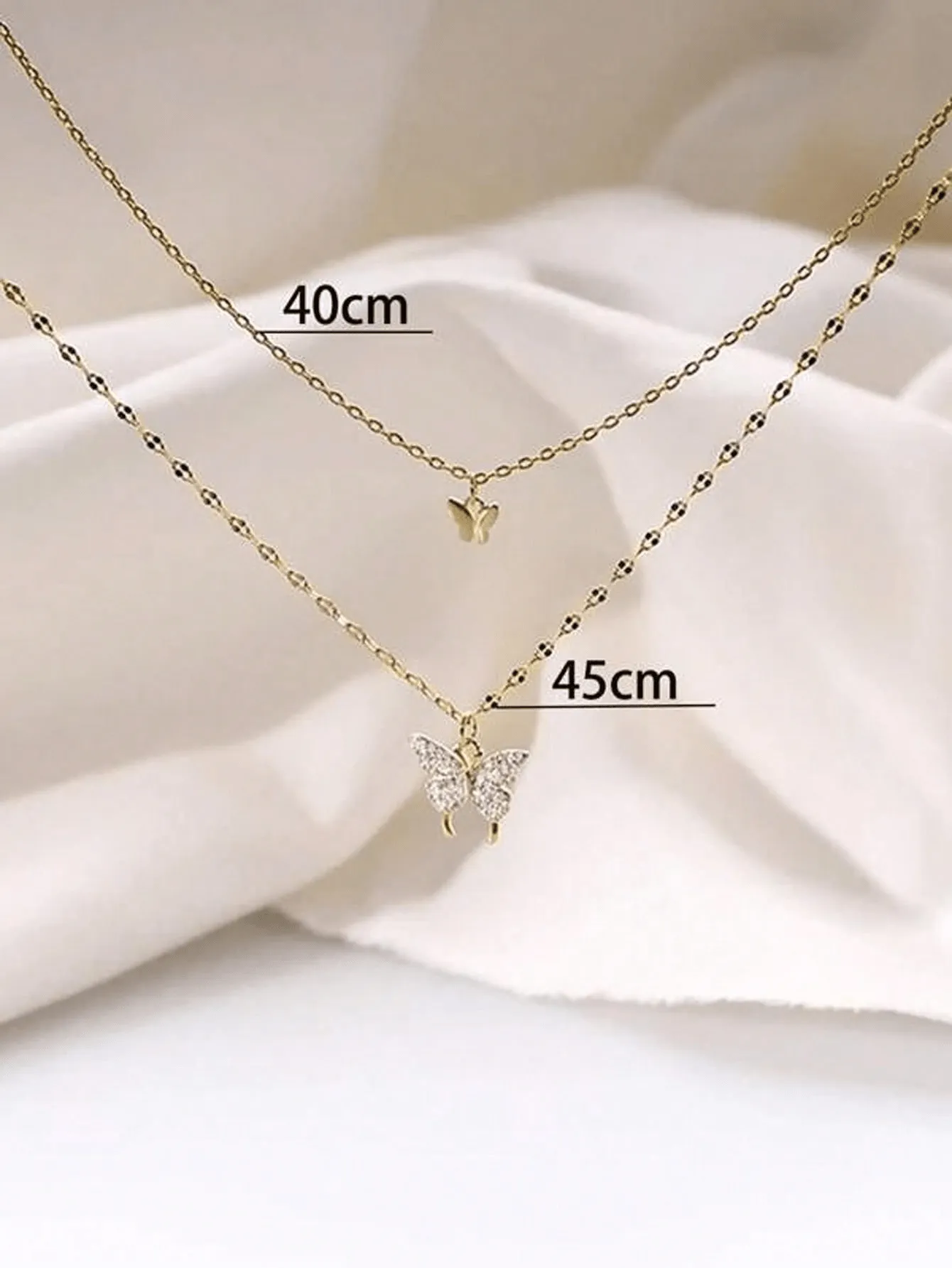 1pc Glamorous Zinc Alloy Cubic Zirconia Decor Butterfly Charm Layered Necklace For Women For Daily Decoration