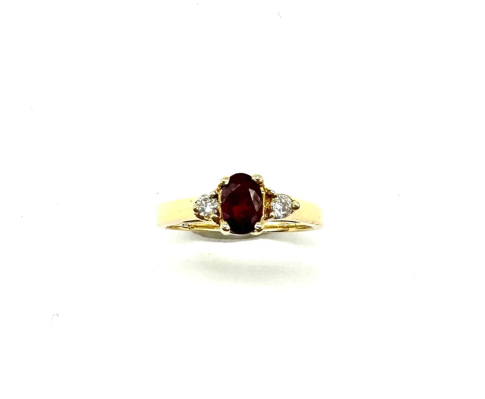 3 Stone Oval Ruby & Diamond Ring