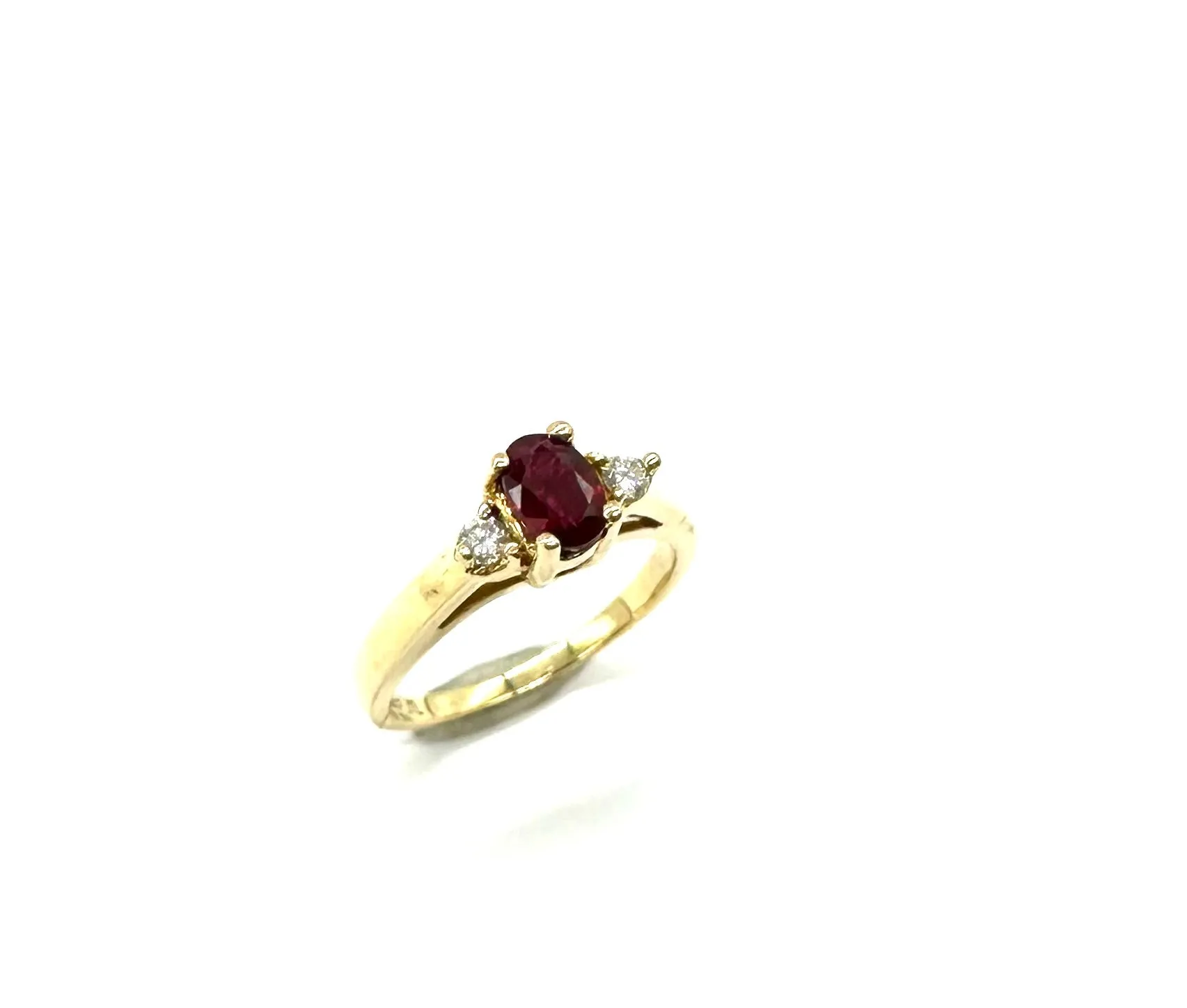 3 Stone Oval Ruby & Diamond Ring