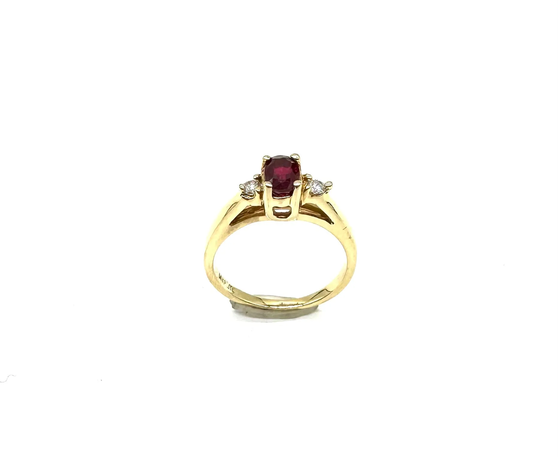 3 Stone Oval Ruby & Diamond Ring