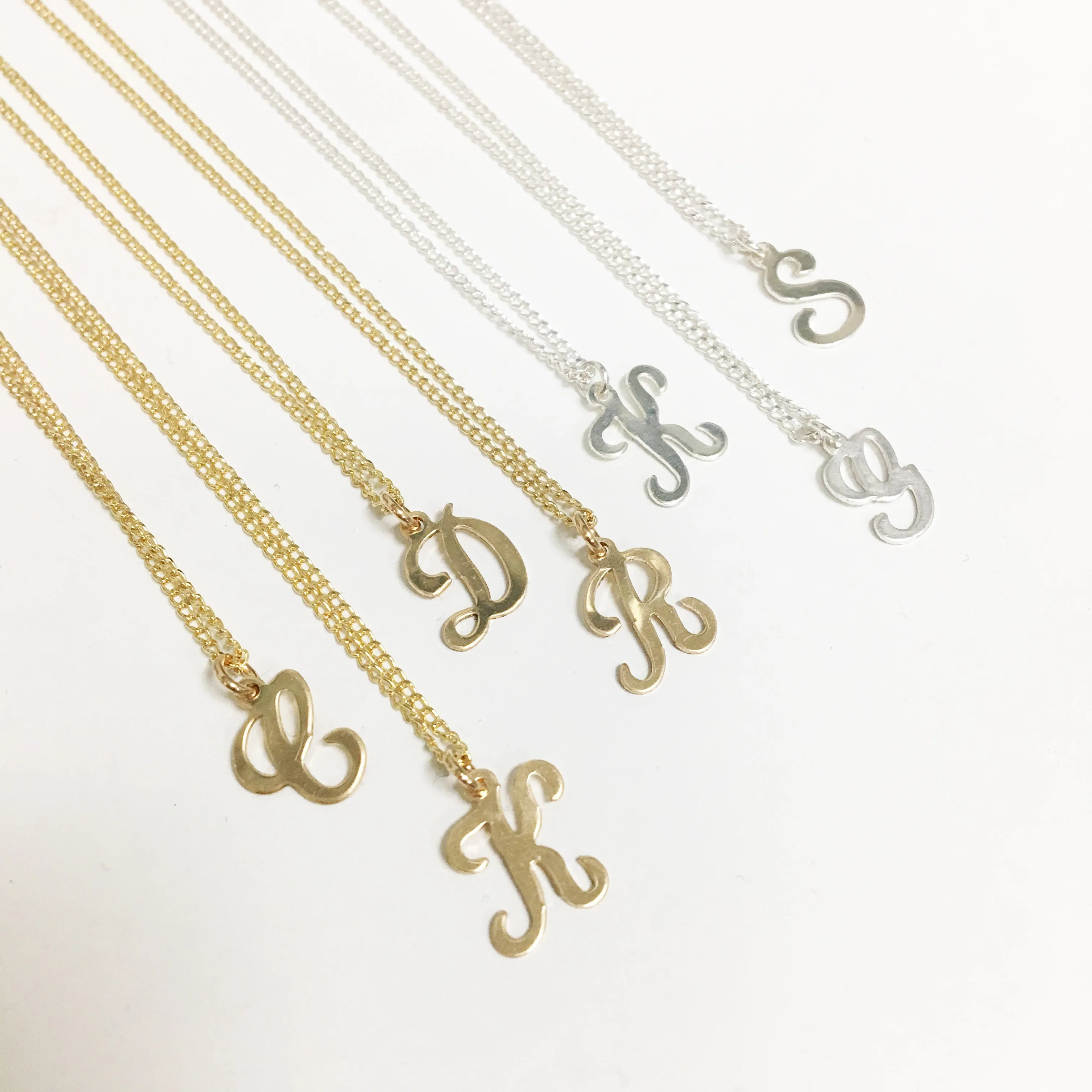 70's Initial Necklace, Gold or Silver