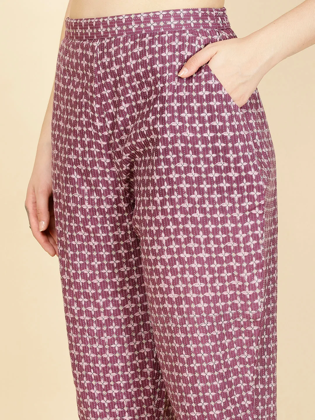 Abstract Printed Cotton Kurta With Pants