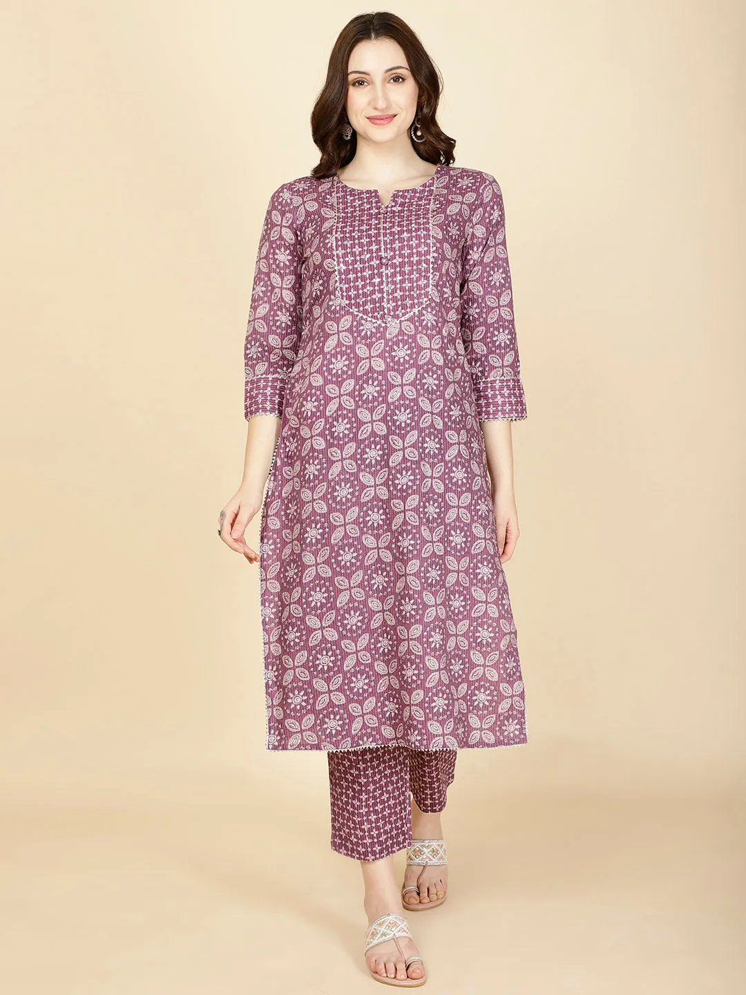 Abstract Printed Cotton Kurta With Pants