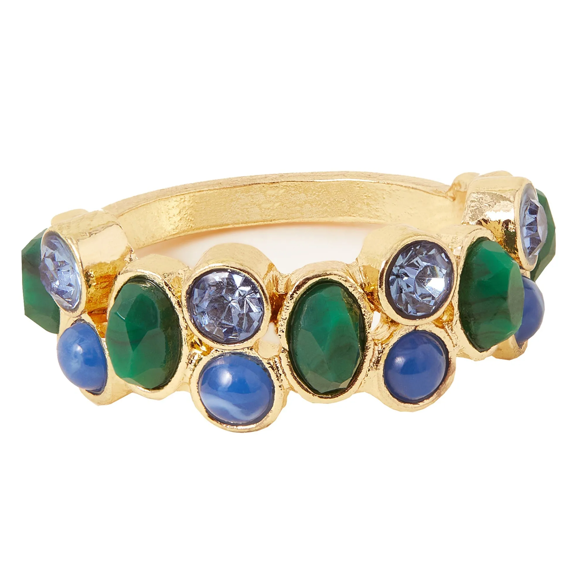 Accessorize London Women's Eclectic Gem And Stone Ring Green-Large