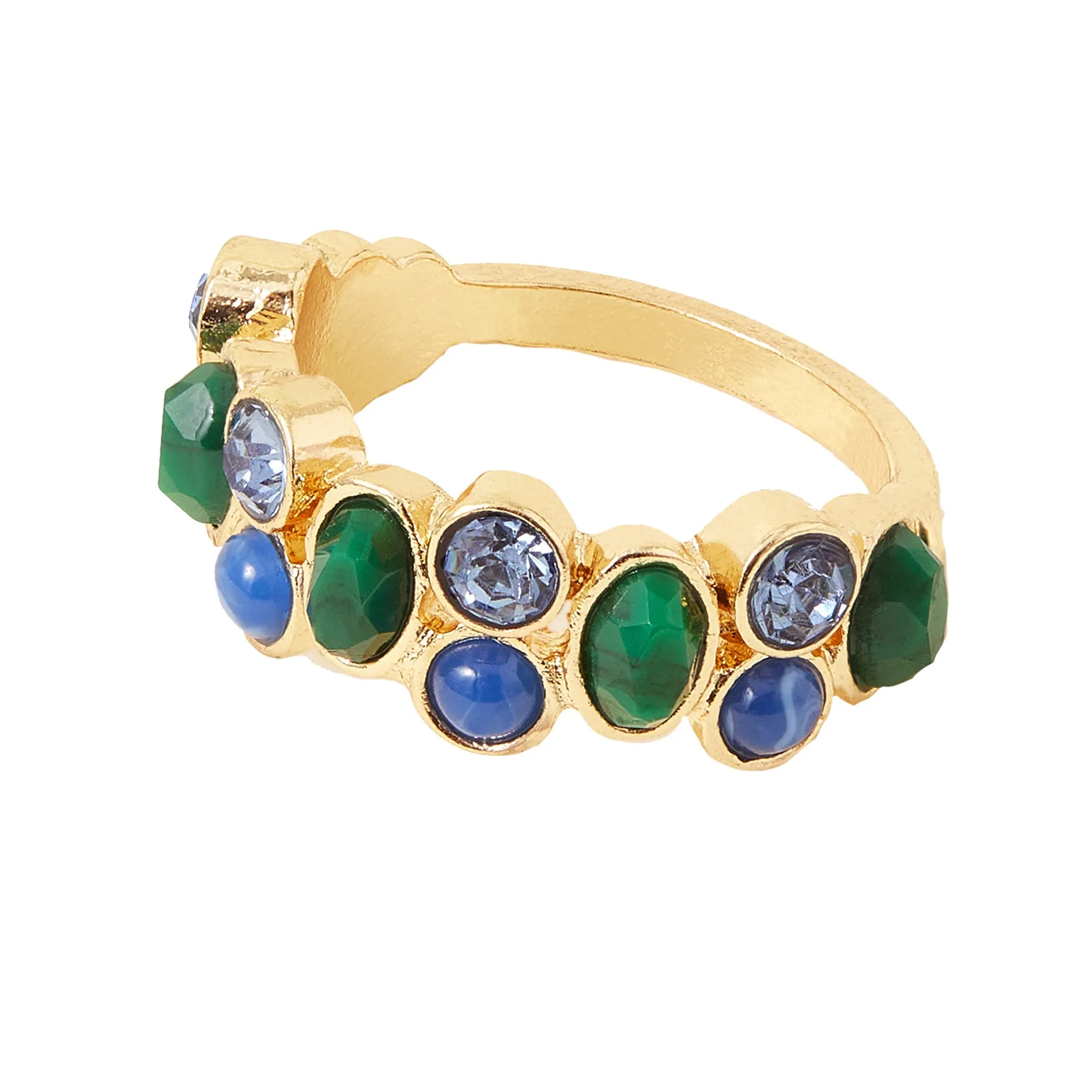 Accessorize London Women's Eclectic Gem And Stone Ring Green-Large