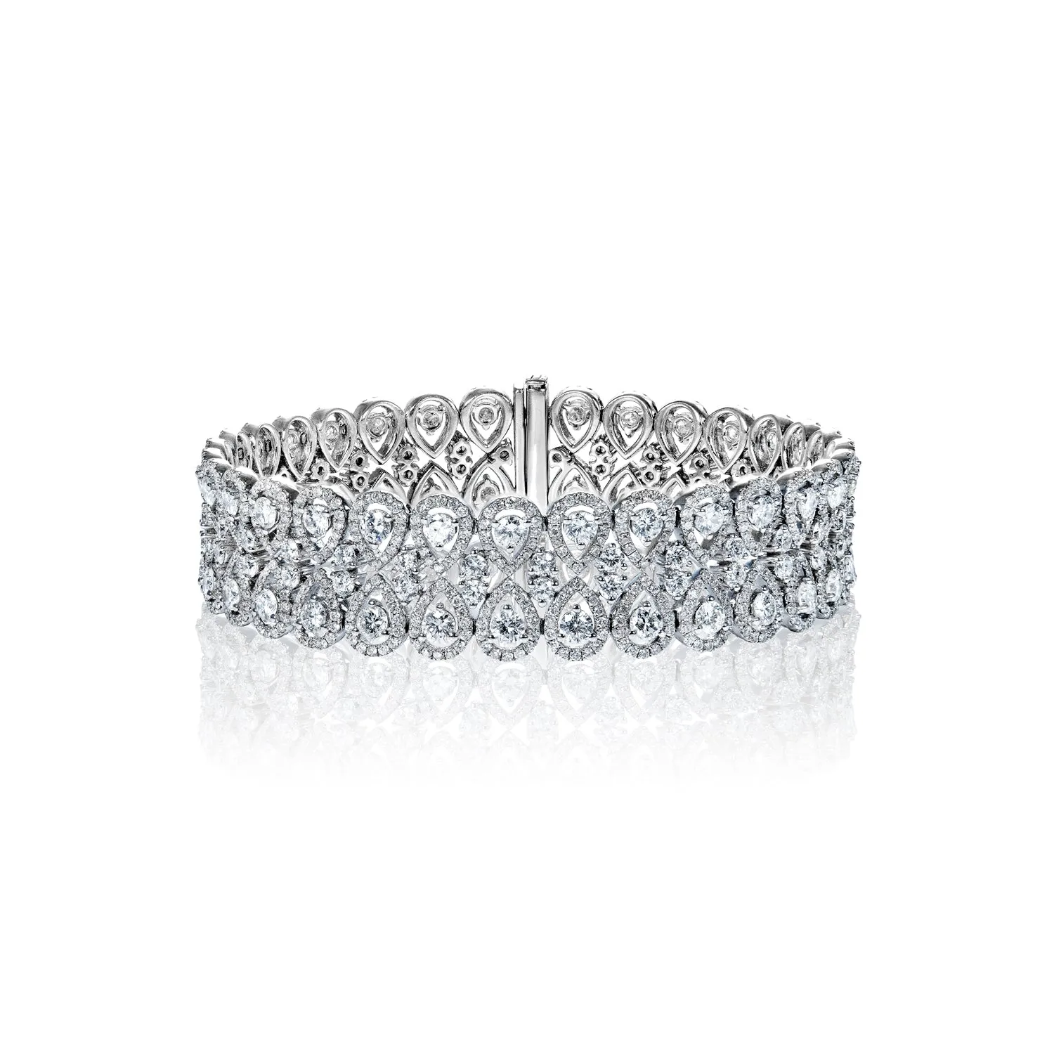 Alana 12 Carats Pear Shape Diamond Double Row Bracelets in 18k White Gold