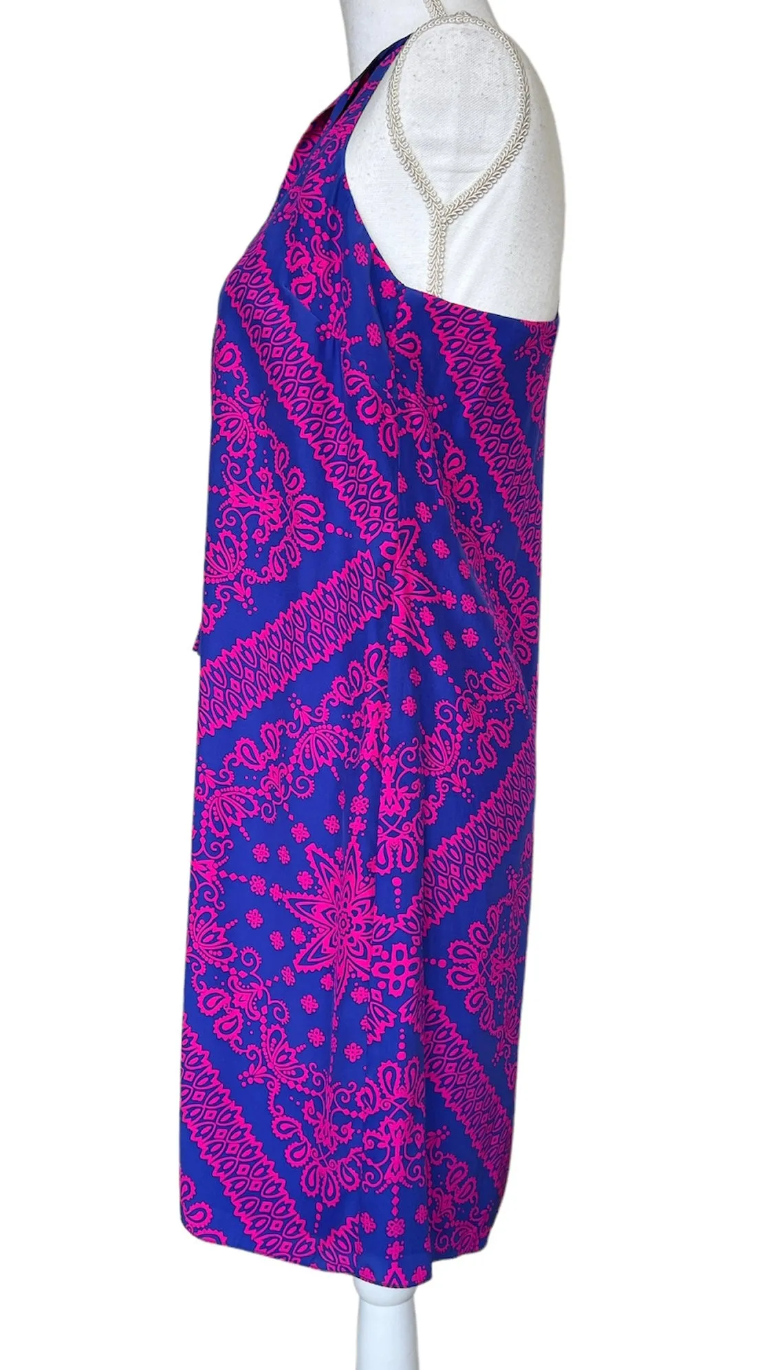 Alice & Trixie Silk Pink and Blue Halter Dress, M