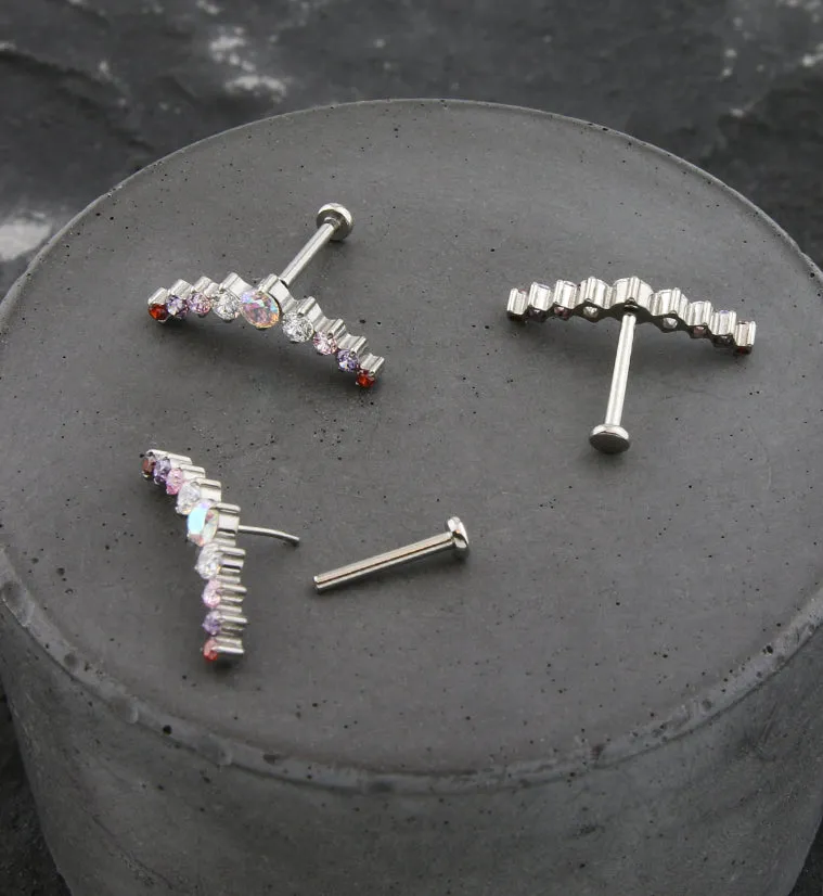 Arc Rainbow CZ Threadless Titanium Labret