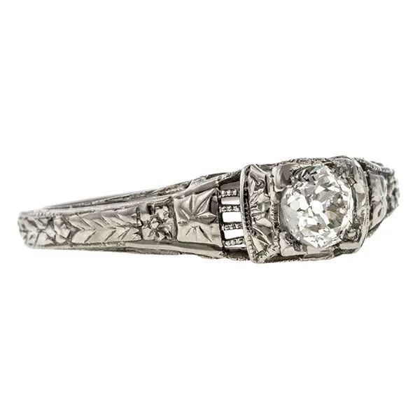 Art Deco Diamond Solitaire Engagement Ring, Old Euro 0.25ct.