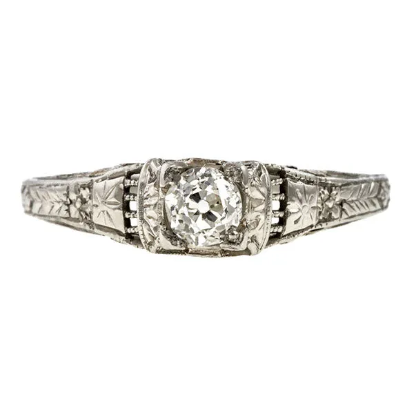 Art Deco Diamond Solitaire Engagement Ring, Old Euro 0.25ct.