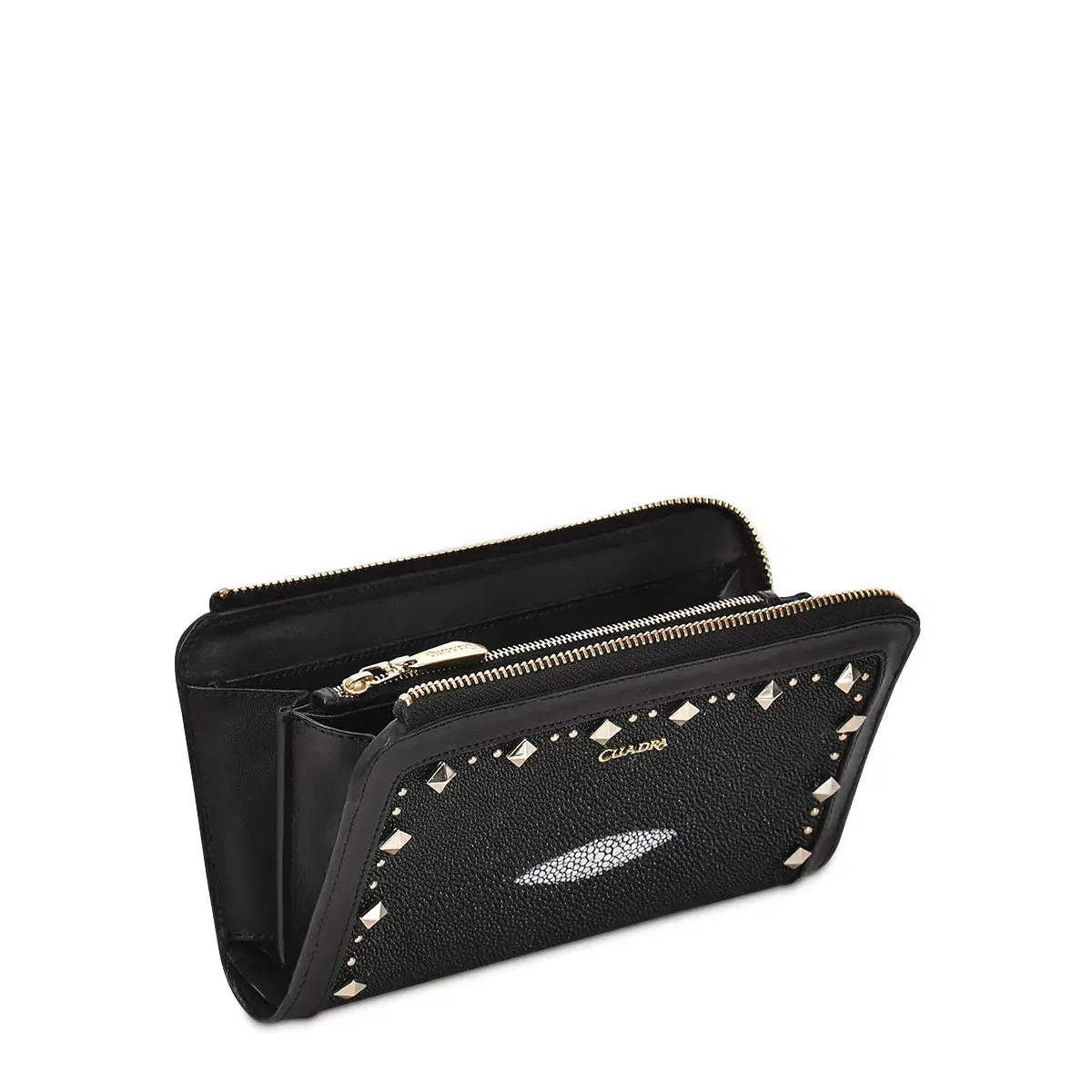 BD224MA - Cuadra black fashion stingray bifold wallet for women