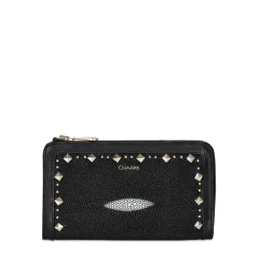 BD224MA - Cuadra black fashion stingray bifold wallet for women