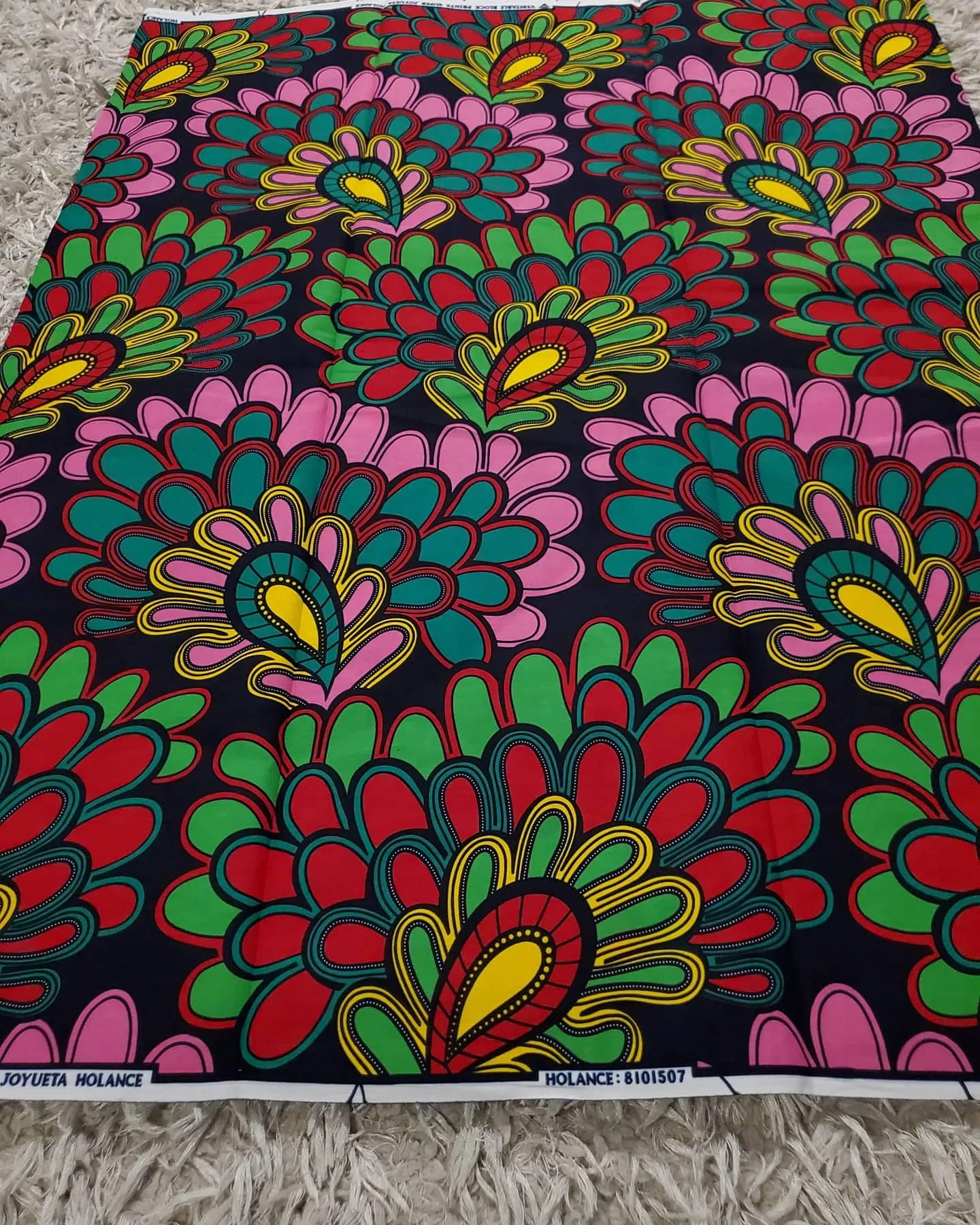 Black, Pink and Green Multicolor African Ankara Fabric