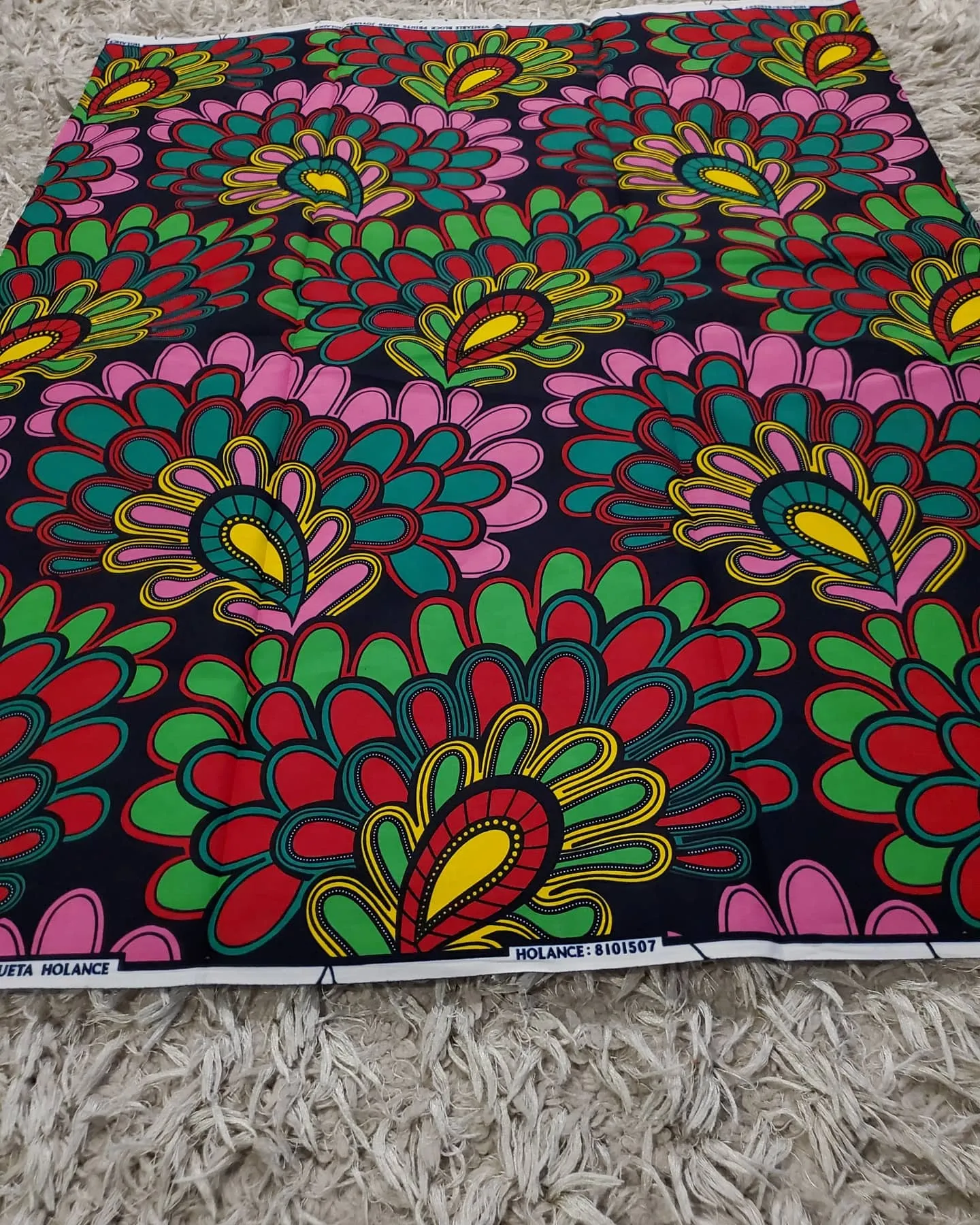 Black, Pink and Green Multicolor African Ankara Fabric