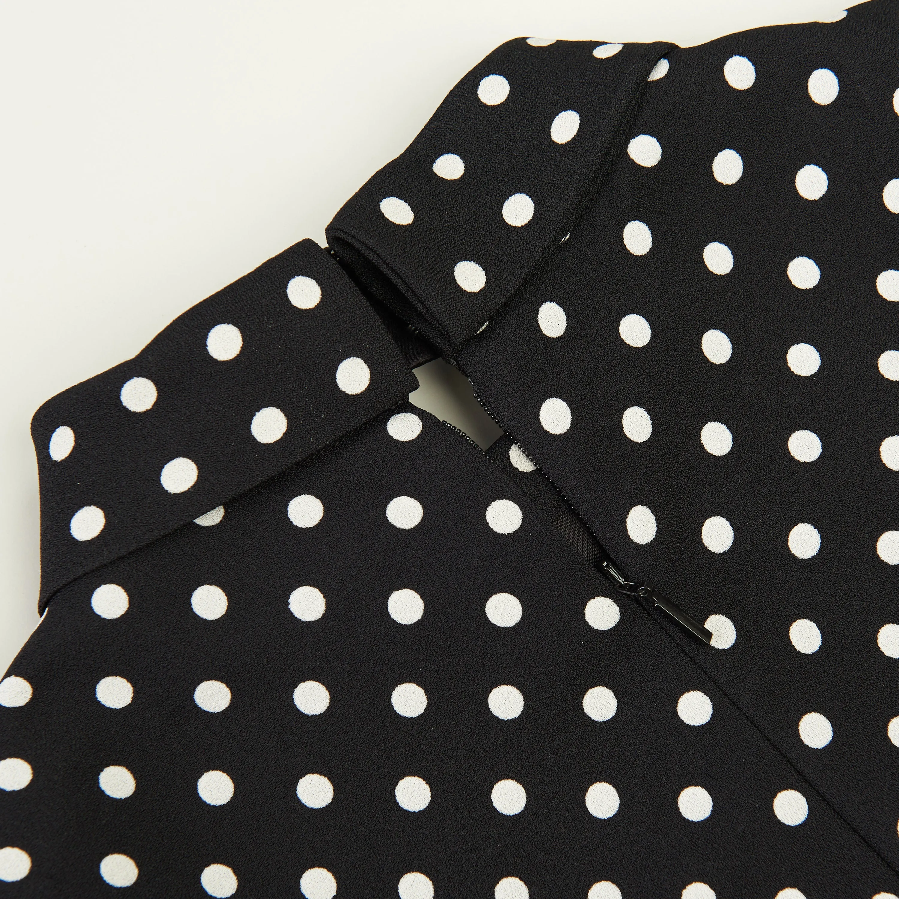 Black Short Polka Dot Dress - Crystal Embellished Belt