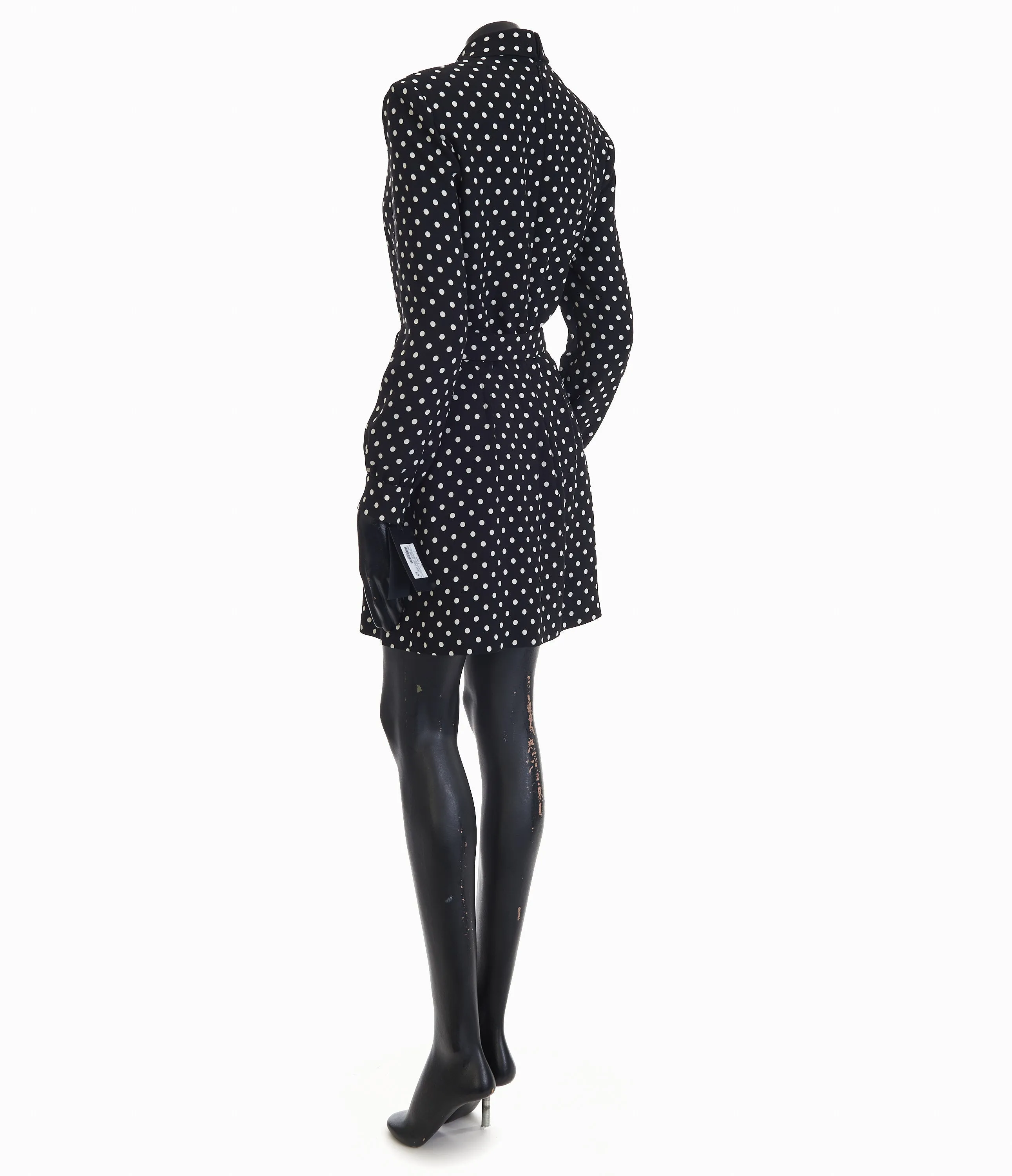 Black Short Polka Dot Dress - Crystal Embellished Belt