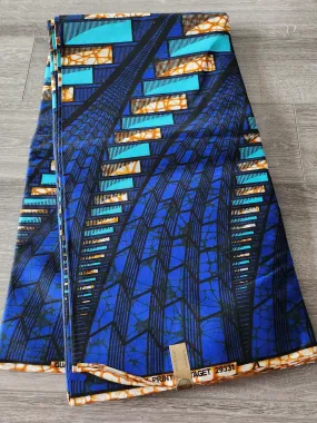 Blue and Brown Ankara Print Fabric