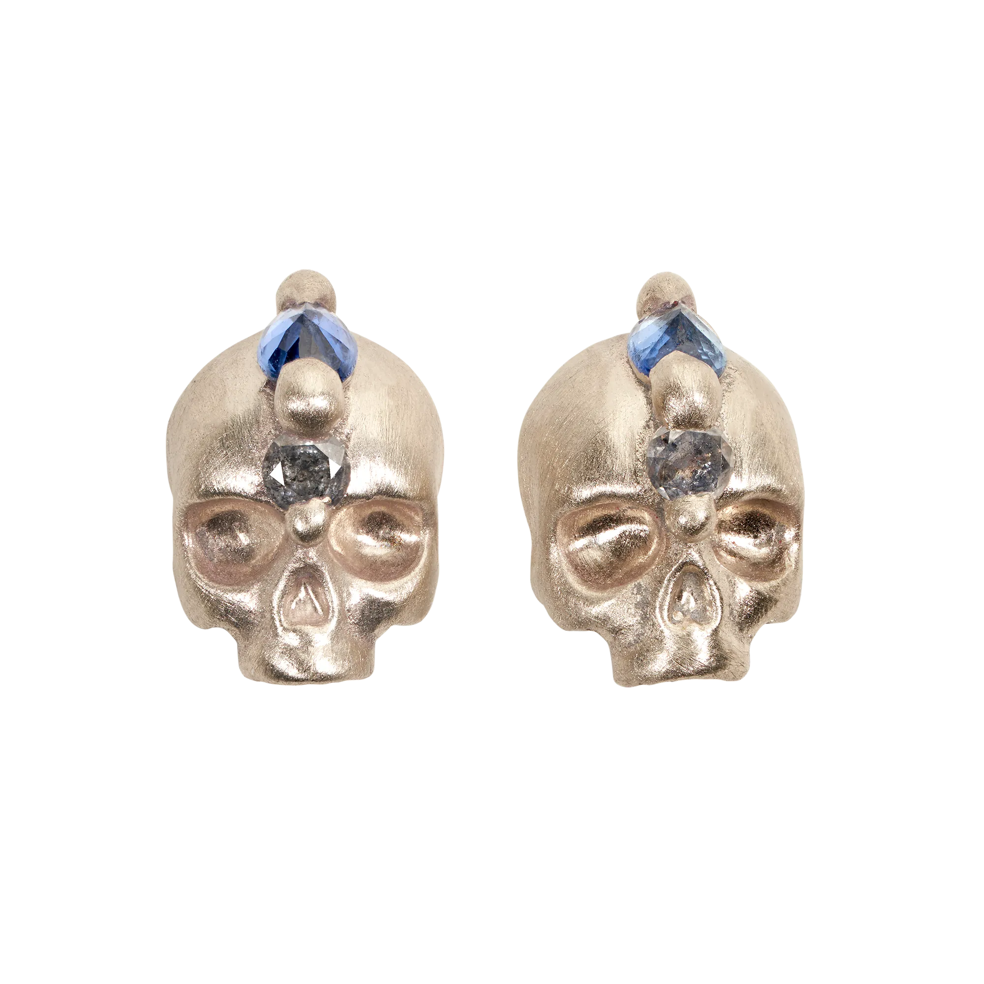 Blue Island Of Idols Skull Stud Earrings in White- 11649