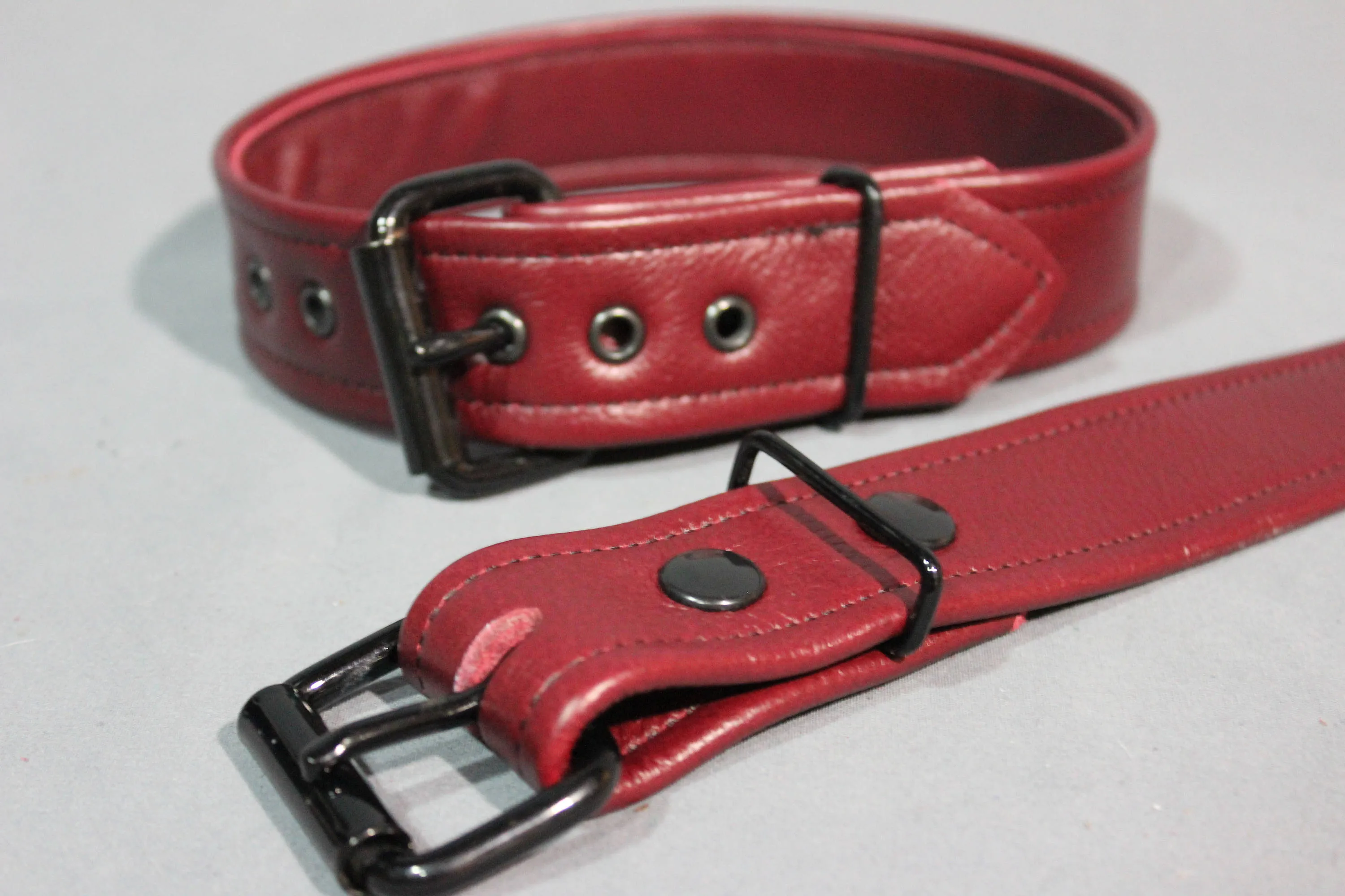 Burgundy Buckled Armbands