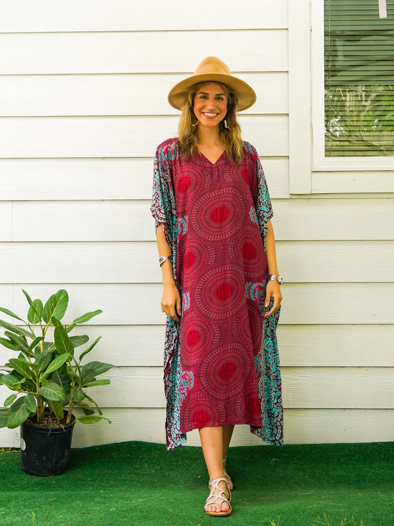 Burgundy Mandala Kaftan