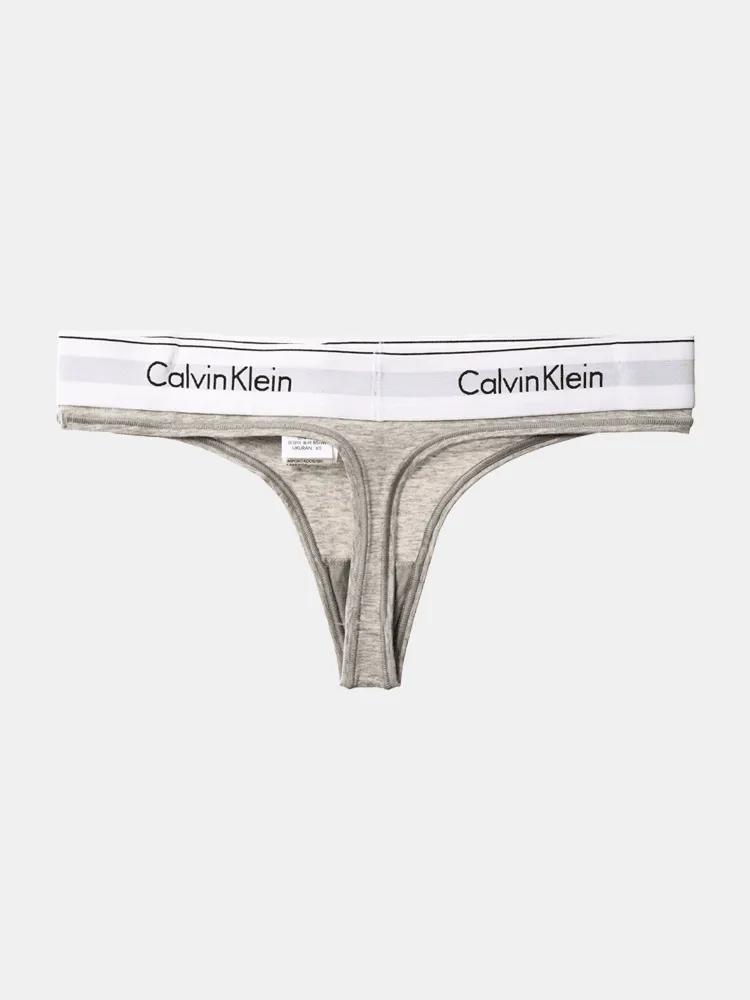 Calvin Klein Modern Cotton Thong - Grey / White