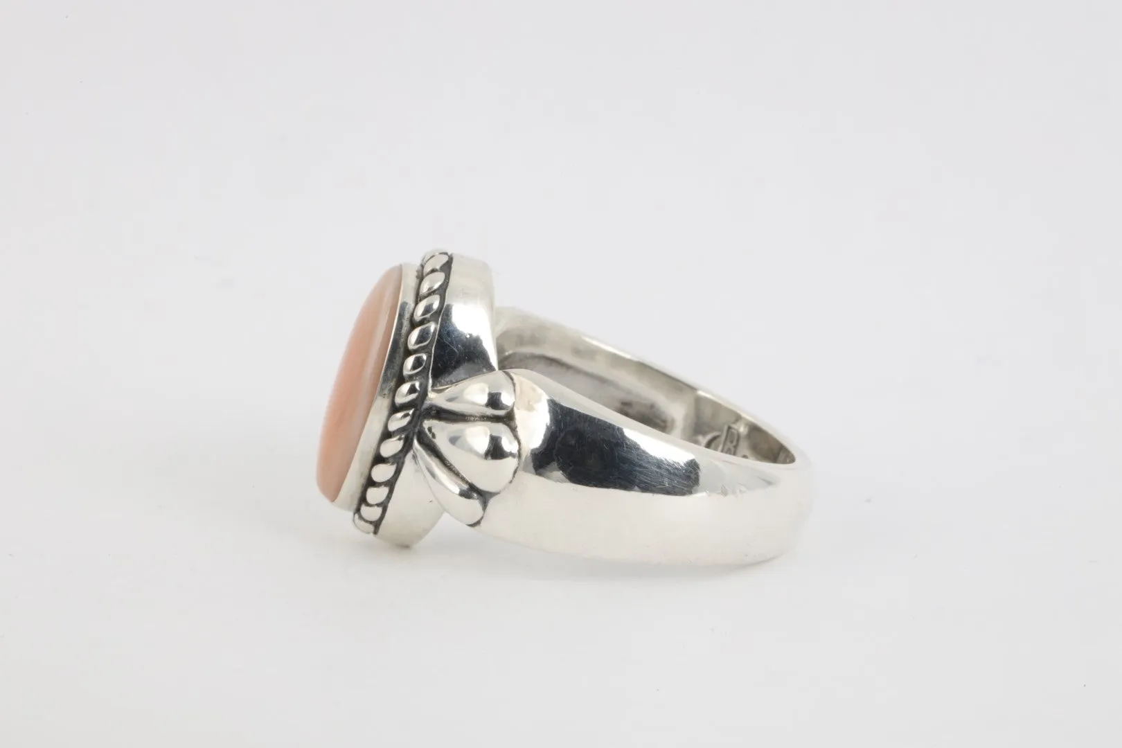 Carolyn Pollack 925 Silver Pink Mother of Pearl Inlay Ring Size 6 (8.24g.)