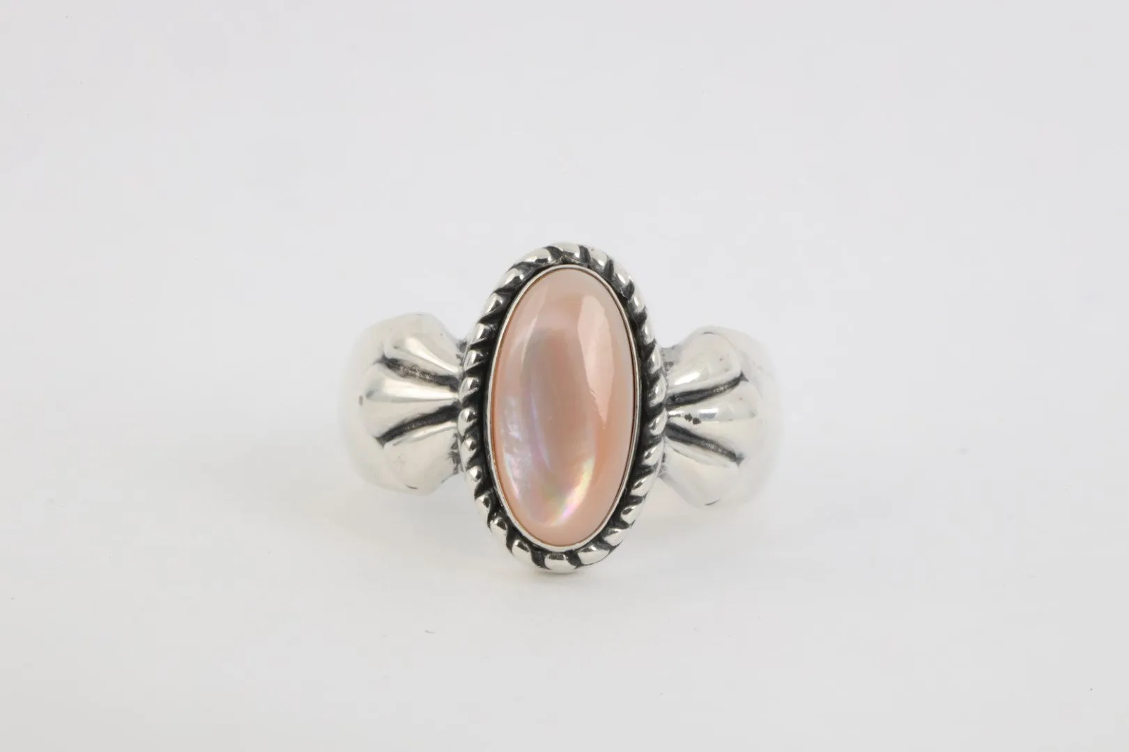 Carolyn Pollack 925 Silver Pink Mother of Pearl Inlay Ring Size 6 (8.24g.)