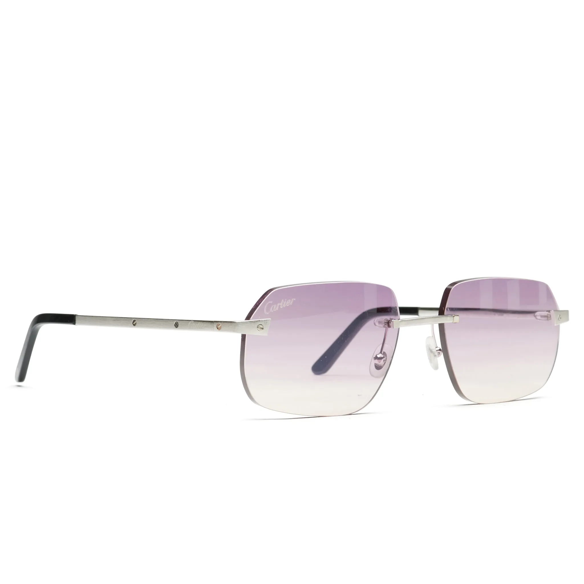 Cartier Eyewear Custom CT0167O-002 Santos De Cartier Rimless Sunglasses