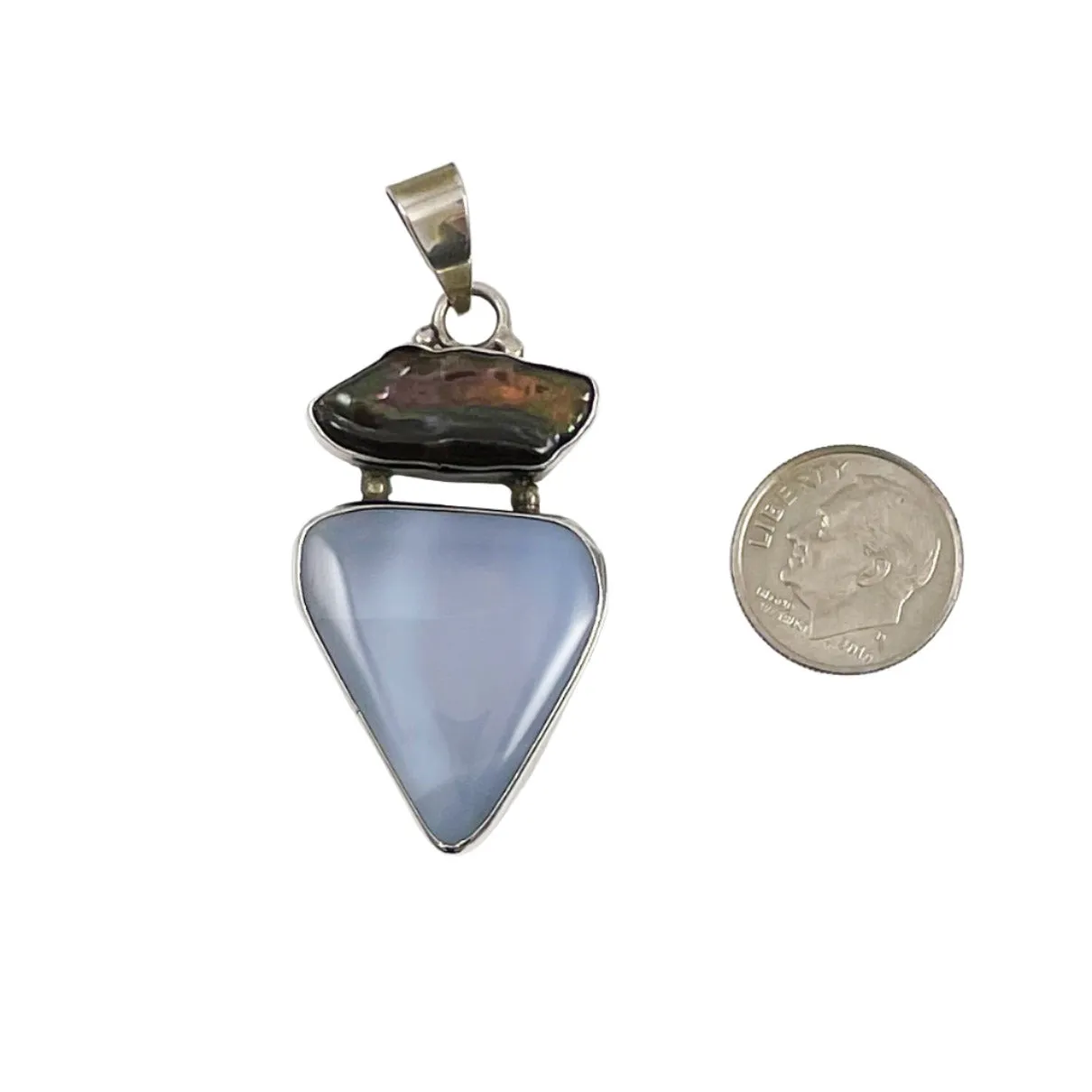 Chalcedony & Biwa Pearl Sterling Pendant