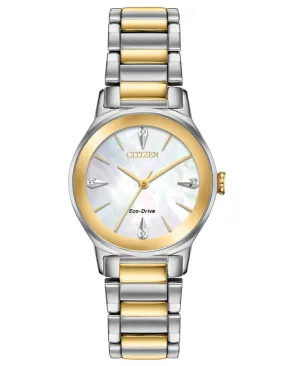 Citizen Eco-Drive Axiom Women's - Two-Tone -  Diamonds - MOP Dial - Bracelet