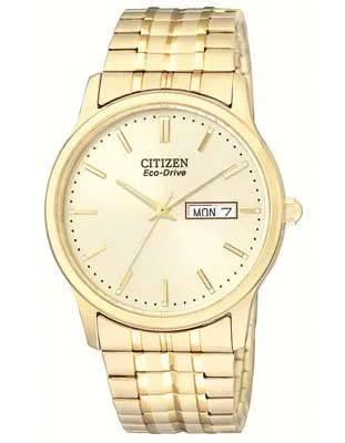 Citizen Mens Eco-Drive Expansion Band - Gold Tone - Champagne Dial - Day/Date