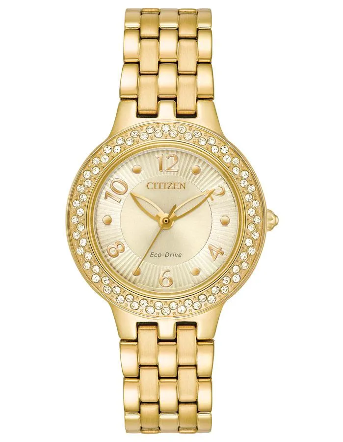 Citizen Womens Eco-Drive Silhouette - Swarovski Crystals - Gold-Tone - Bracelet