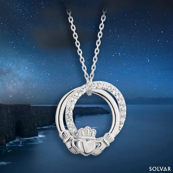 Claddagh Circle Pendant with CZ