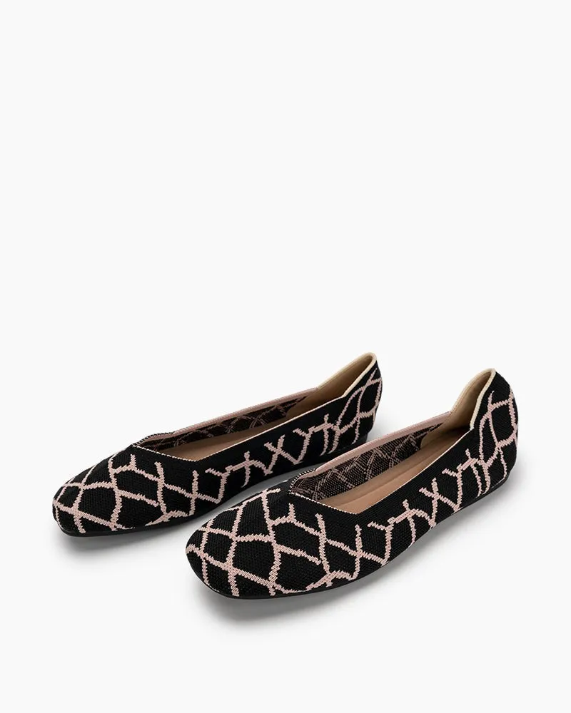 Contrast Line Design V-Cut Ballet Flats