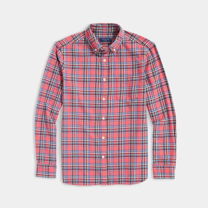 Cotton Twill Plaid Button Down Shirt