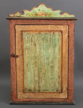 Country Painted Wood Corner wall Cabinet