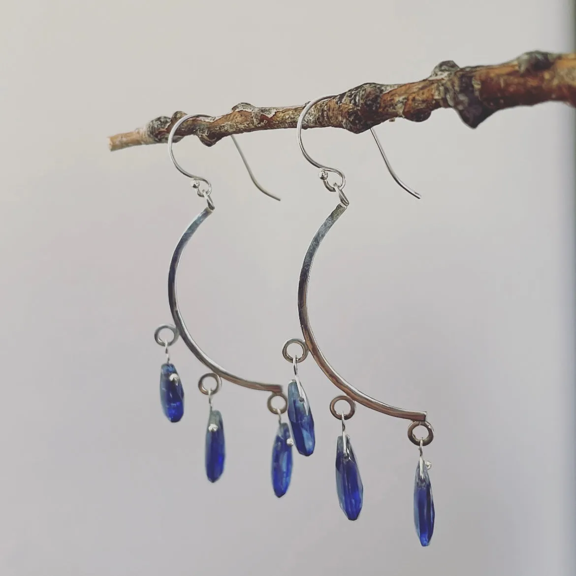 Crescent royal blue kyanite earrings