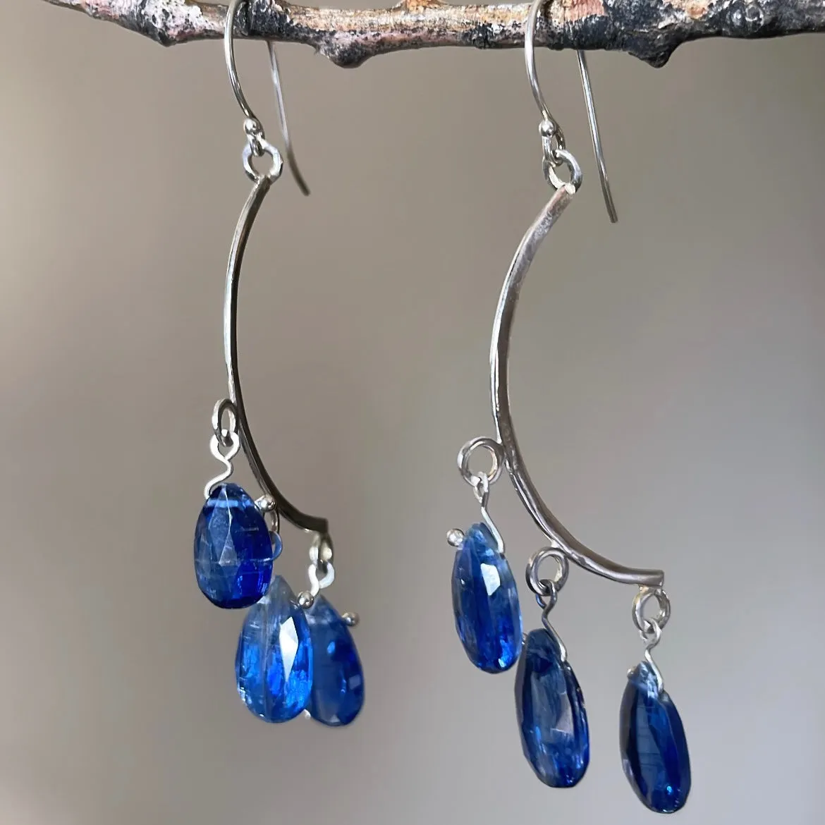 Crescent royal blue kyanite earrings