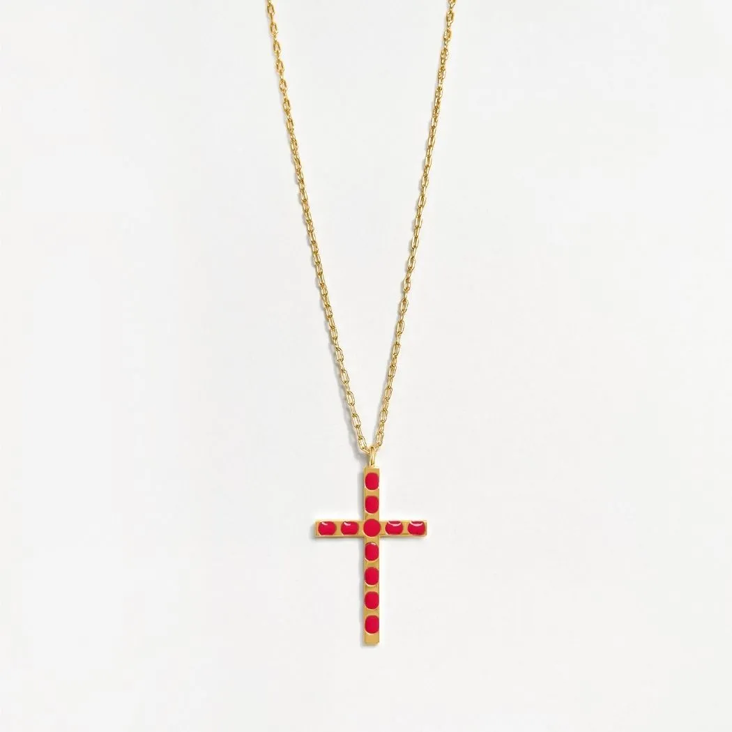 Cross Pendant (Pink) - Gold