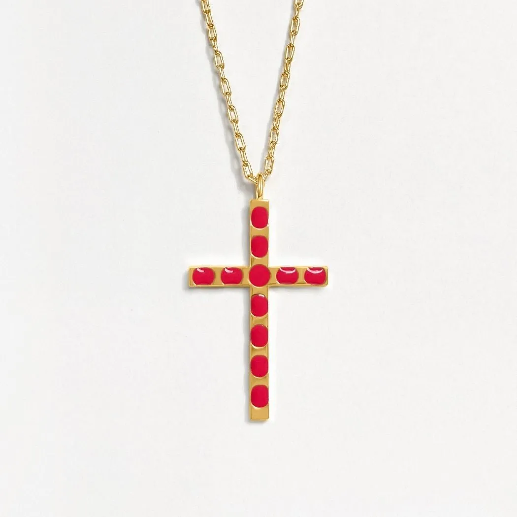 Cross Pendant (Pink) - Gold