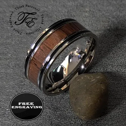 Custom Engraved Men's Wood Promise Ring - Personalized Promise Ring For Guys