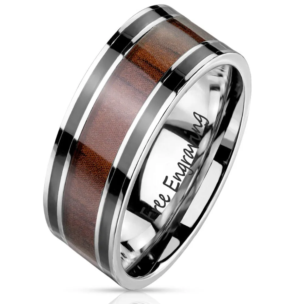 Custom Engraved Men's Wood Promise Ring - Personalized Promise Ring For Guys