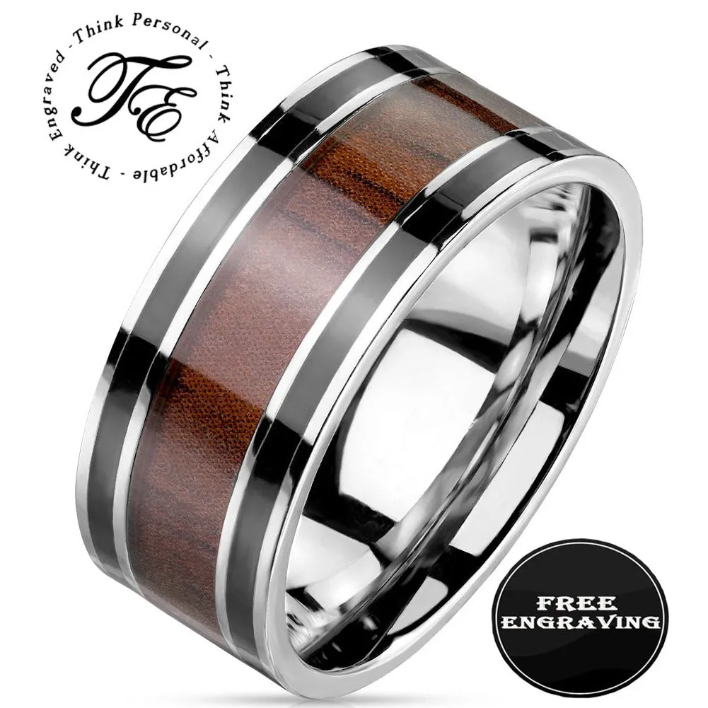 Custom Engraved Men's Wood Promise Ring - Personalized Promise Ring For Guys