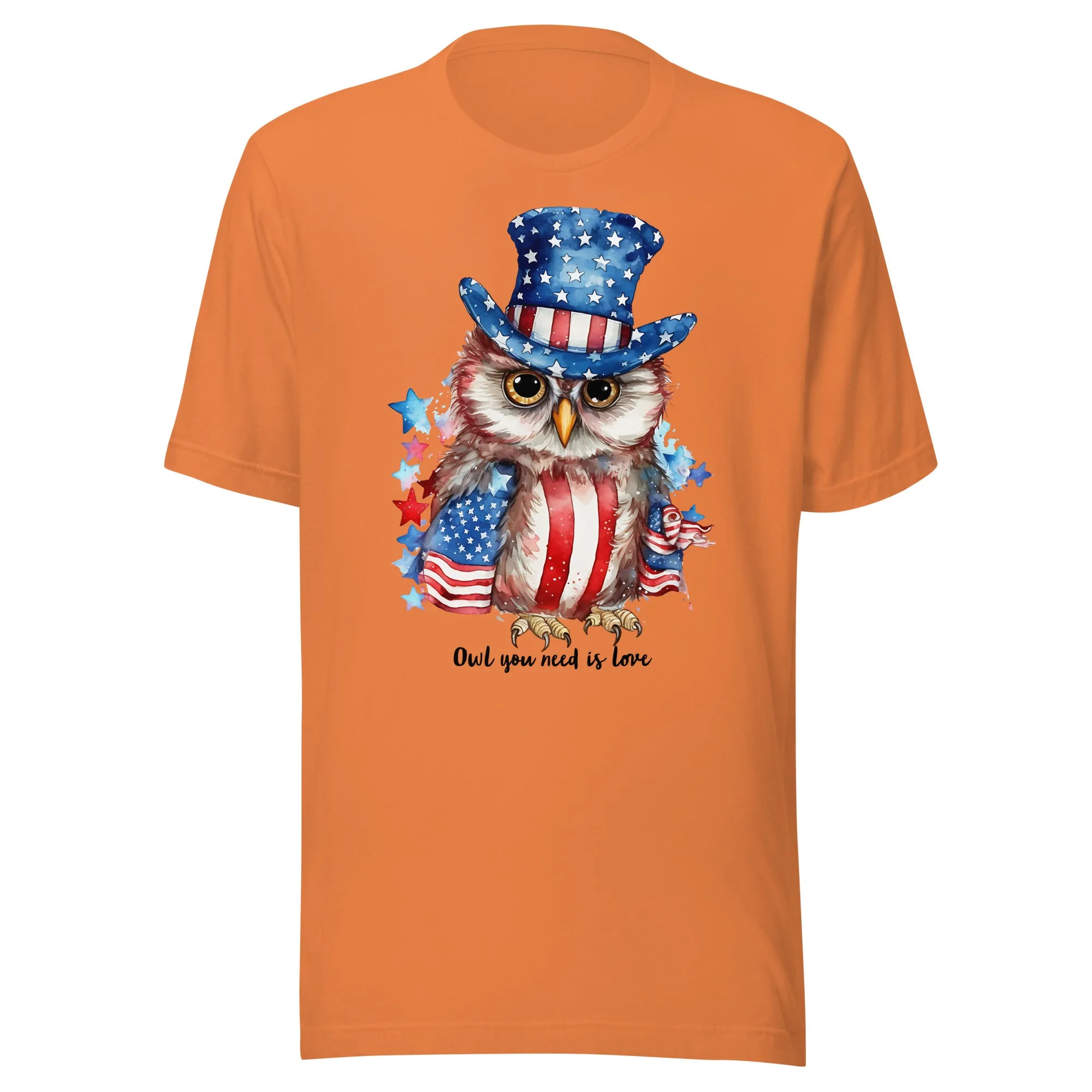 Custom Patriotic Owl For Owl Lovers, Bird Lovers, Night Lovers Tshirt